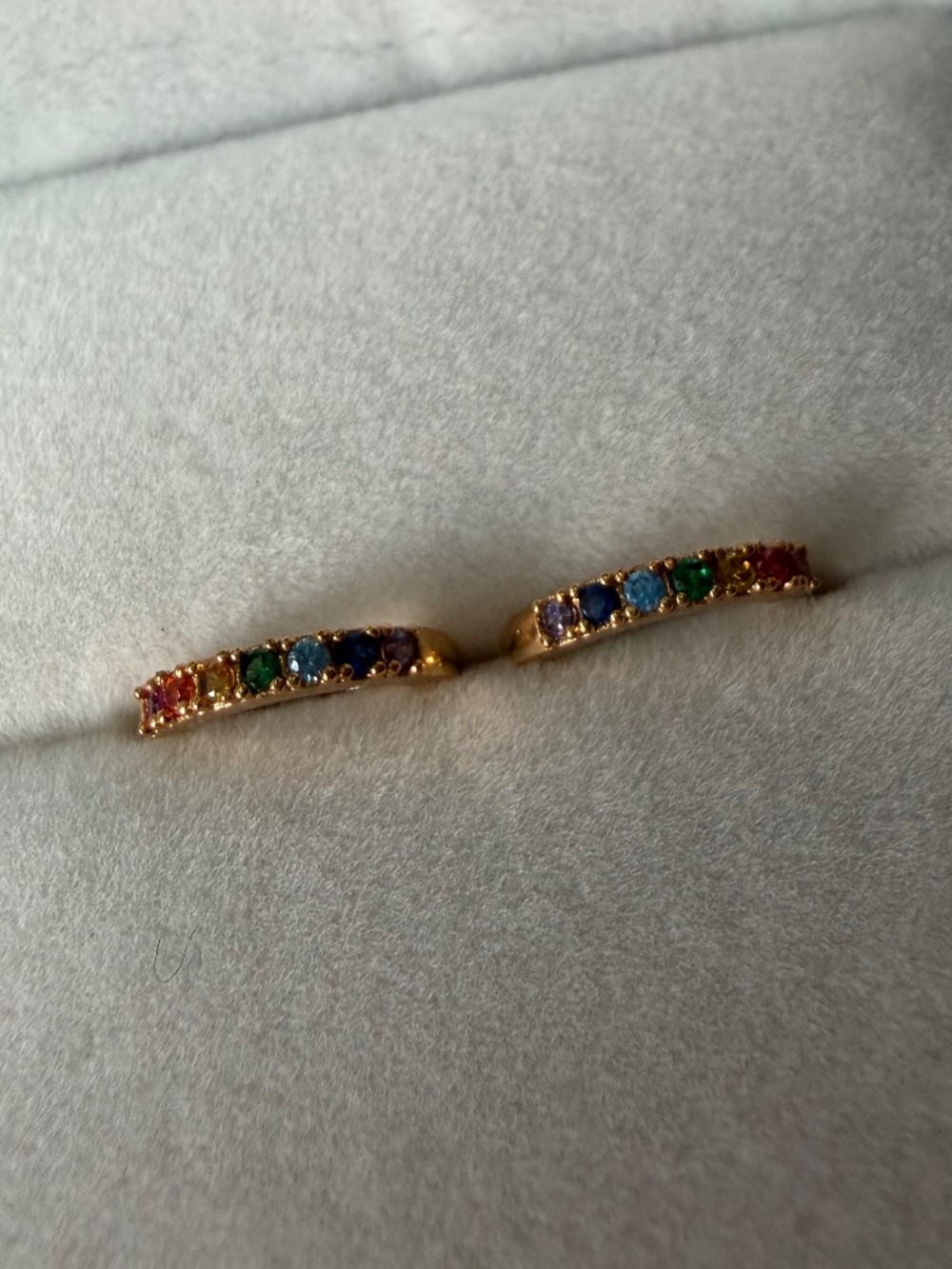 Gold-Plated Rainbow Crystal Huggie Hoop Earrings – New